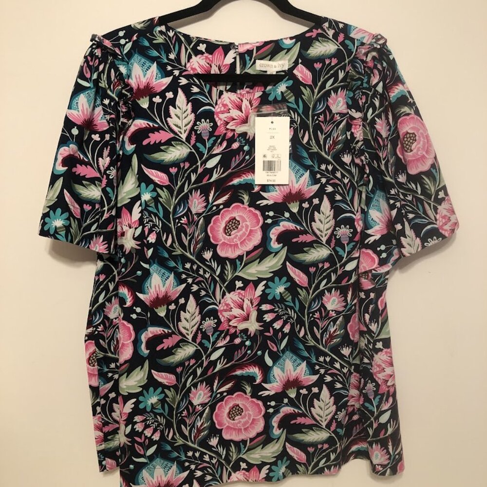 NWT - Crown & Ivy floral top - size 2X - Picture 2 of 11